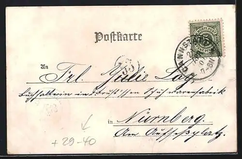 Goldfenster-AK Cannstatt, Ansicht vom Kursaal mit leuchtenden Fenstern