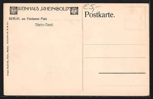 AK Berlin-Tiergarten, Restaurant Weinhaus Rheingold, Potsdamer Platz