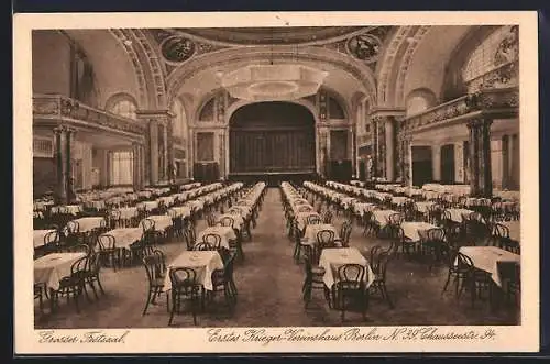 AK Berlin, Grosser Festsaal vom Ersten Krieger-Vereinshaus N. 39, Chausseestr. 94