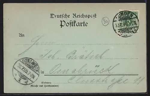 Mondschein-AK Minden i. W., Blick auf den Schwanenteich
