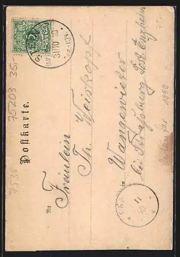 Lithographie Stein / Bretten, Gasthaus zur Krone, Ortspartie