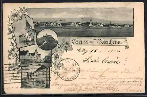 AK Botenheim, Gasthaus zum Adler, Michaelsberg, Kirche, Totalansicht vom Feld aus