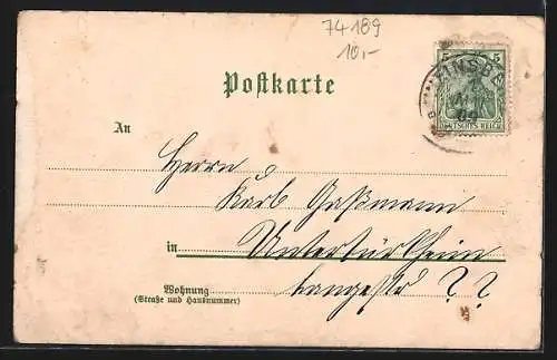 Lithographie Weinsberg, Totalansicht mit der Ruine