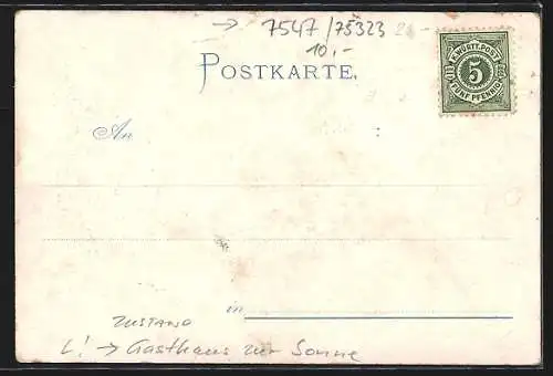 Künstler-AK Eugen Felle: Wildbad / Enz, Gasthof zur Sonne, Kurhaus, Flusspartie, Ortsansicht