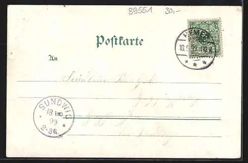 Lithographie Bad Königsborn, Restaurant Parkhaus, Kaffeehaus auf dem Alten Brunnen