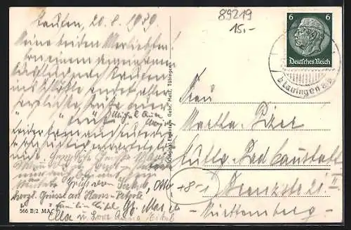 AK Staufen b. Lauingen, Brauerei zum Schlössle, Alter Römerturm, Totalansicht