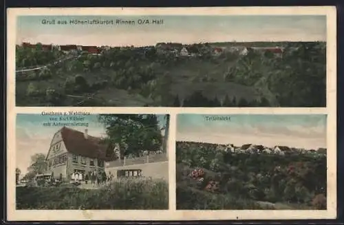 AK Rinnen /Hall, Gasthaus zum Waldhorn v. Karl Kübler mit Autovermietung, Teilansicht, Totalansicht