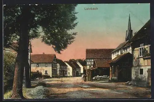 AK Lehrbach, Ortspartie mit Fachwerkhäusern