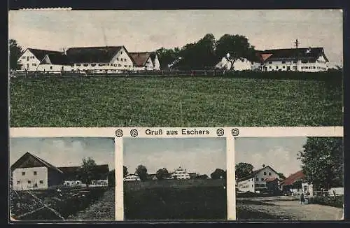 AK Eschers, Ortspartien und Teilansicht vom Feld aus