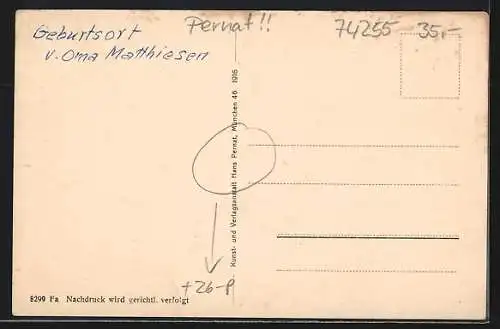 Künstler-AK sign. Hans Pernat: Roigheim, Gemischtwarengeschäft v. Carl Englert, Totalansicht