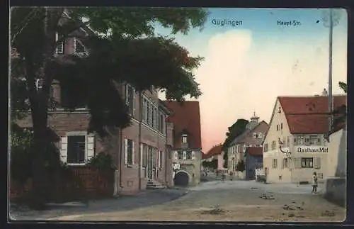 AK Güglingen, Haupt-Strasse mit Gasthaus zum Adler und Apotheke