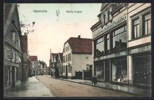 AK Gütersloh, König-Strasse mit Bettengeschäft Manecke