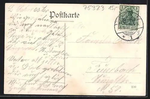 AK Calmbach, Volksheilstätte Charlottenhöhe, Weisswarengeschäft Hch. Baumann, Totalansicht