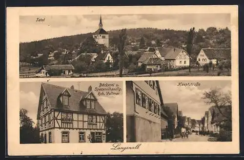 AK Langenalb, Bäckerei-Handlung R. Vollmer, Hauptstrasse, Totalansicht