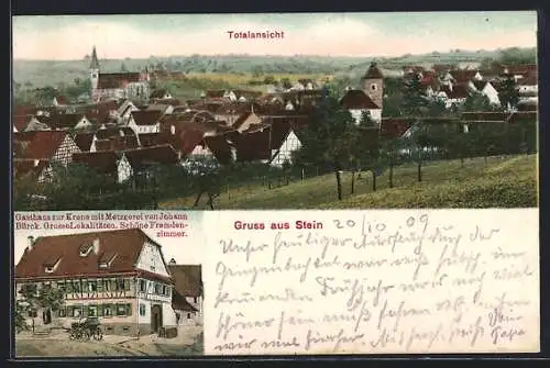 AK Stein / Bretten, Gasthaus zur Krone-Metzgerei J. Bürck, Totalansicht