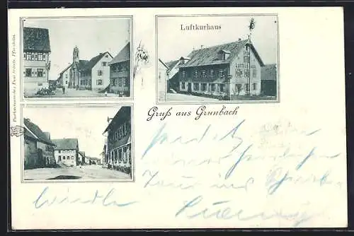 AK Grunbach / Unterreichenbach, Luftkurhaus, Strassenpartie, Ortspartie mit Kirche