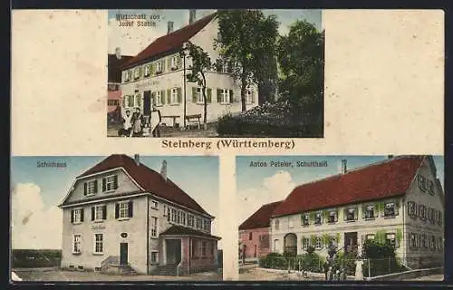 AK Steinberg / Staig, Gasthaus Josef Stehle, Schultheiss Anton Peteler, Schulhaus