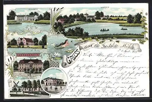 Lithographie Wensin, Garbeker Mühle, Pronstorf, Rohlsdorf und Warder