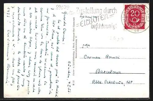 AK Einsingen bei Ulm, Schule und Rathaus, Kirche, Strassenpartie