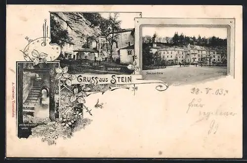 AK Stein / Traun, Schlosshof, Schloss-Stein, Unterirdischer Gang