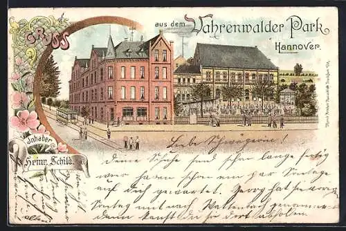 Lithographie Hannover, Restaurant Vahrenwalder Park, Inh. Heinr. Schild
