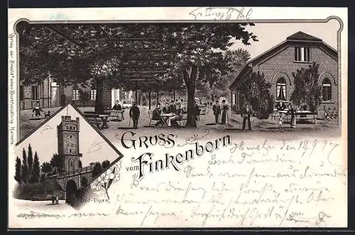 Lithographie Hameln, Gasthaus Finkenborn