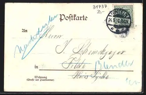 AK Rinteln, Hotel Zur Bünte mit Besuchern, Blumen-Passepartout