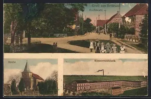 AK Bettrum, Konservenfabrik, Dorfstrasse und Kirche