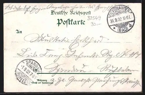 Lithographie Volmerdingen, Restaurant mit Garten und Weinkellerei, Kirschbaum-Allee