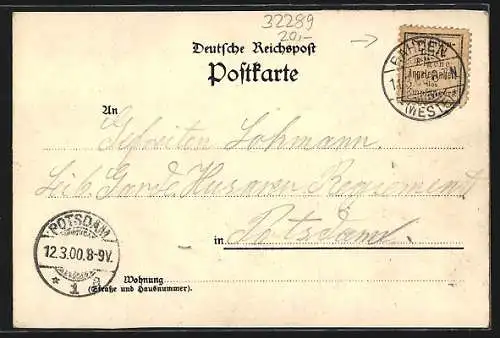 Lithographie Bruchmühlen / Herford, Bahnhof, Gasthaus K. Barmeier, Ortspartie, Pferdekutsche