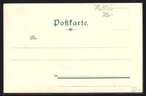 Lithographie Brackenheim, Totalansicht, Schloss, Post, Rathaus, Schulhaus