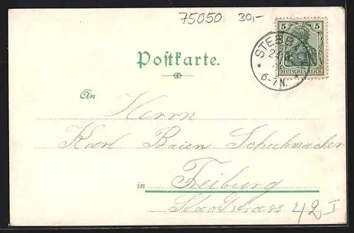 Lithographie Stebbach, Handlung von E. Horn, Pfarrhaus und Schloss