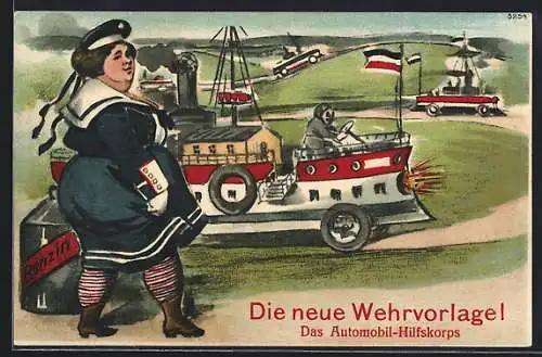 AK Frau als Matrosin, das Automobil-Hilfskorps der Marine, Emanzipation, Zukunft