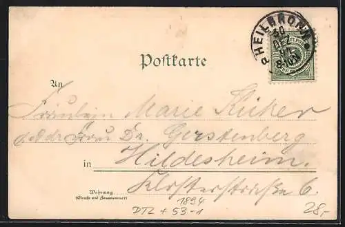 Vorläufer-Lithographie Heilbronn, 1894, Käthchen-Haus, Götzenthurm