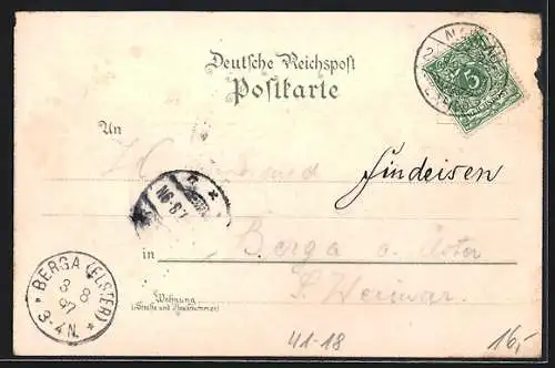 Lithographie Rheindampfer Overstolz in Fahrt, Vater Rhein und Wappen