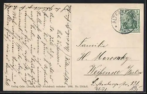AK Kriegsschiff SMS Königsberg, Reichskriegsflagge und Wappen