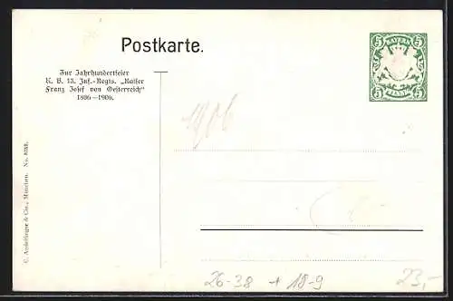 Künstler-AK Anton Hoffmann - München: Jahrhundertfeier des K. B. 13. Inf.-Regiments 1906, Ganzsache Bayern