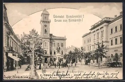 AK Komárom, Klapka-Platz mit Rathaus