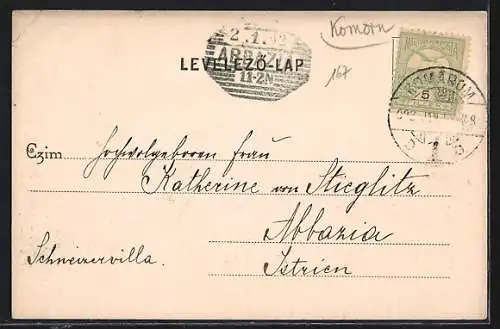 AK Komárom, Klapka-Platz mit Rathaus