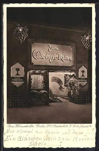 AK Berlin, Friedrichstrasse, Zum Winzerkeller, Friedrichstrasse Nr. 76 / Ecke Jägerstrasse