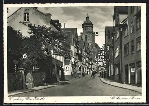 AK Homberg / Cassel, Westheimer-Strasse mit Geschäften