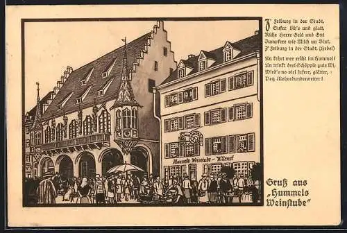 AK Freiburg / Breisgau, Gasthaus Hummel's Weinstube, Münsterplatz 22