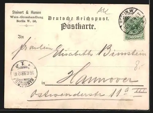 AK Berlin-Charlottenburg, Restaurant Steinert & Hansen, Kurfürstendamm 22