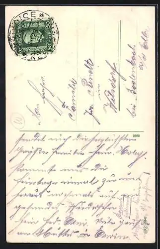 AK Zwei Weihnachtsengel unter einem Tannenzweig