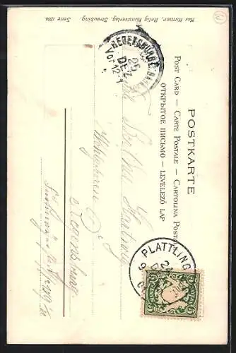 AK Christkind und kleine Weihnachtsengel in der Krippe mit einem Lämmchen