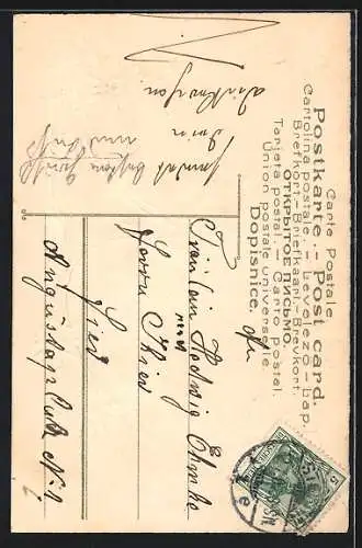 Präge-AK Liebespaar, Ansicht eines verliebten Paares in einem Herz