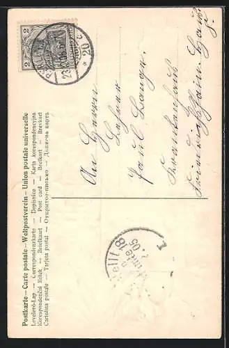 Präge-AK Weihnachtsengel über verschneitem Efeuzweig