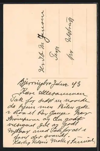 Künstler-AK Zwerg baut einen Schneemann, Glaedelig Jul