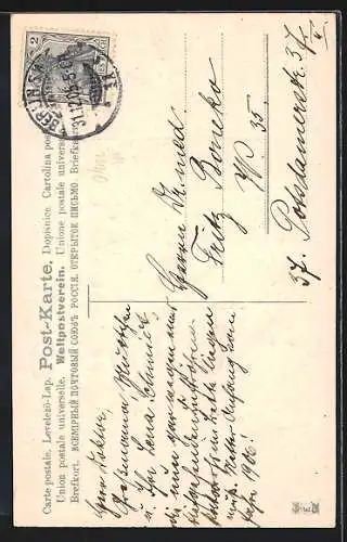 Präge-AK Neujahrsgruss, kleine Pierrette und Pierrot mit Kleeblatt