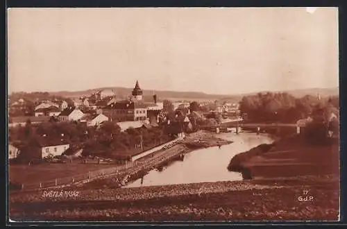 AK Svetla n. Saz., Panoramablick auf den Ort